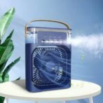 10 inch Portable Air Conditioner Fan Usb Electric Fan With Led Night Light, Fine Mist Water, And Humidifier Function Led Night Light Water Mist Mini Fan Cooler