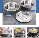 3 in1 Stainless Steel Vegetable Slicer Cutter Bowl - Image 2