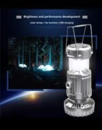 6in1 portable outdoor LED camping lantern with fan solar charge rechargeable light energy saving tent lamp flashlight - Image 2
