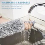 Microfiber Duster with Extension Pole Stainless Steel 30 to 100 with Bendable Head Extendable Long Fan Duster for Cleaning Ceiling Fan High Ceiling Keyboard Furniture Cars Gray - Image 2