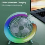 USB Charging Colorful Running Horse Lamp Standing Fan Portable Charging Small Fan Loop Silent Low Noise Atmosphere Light - Image 2